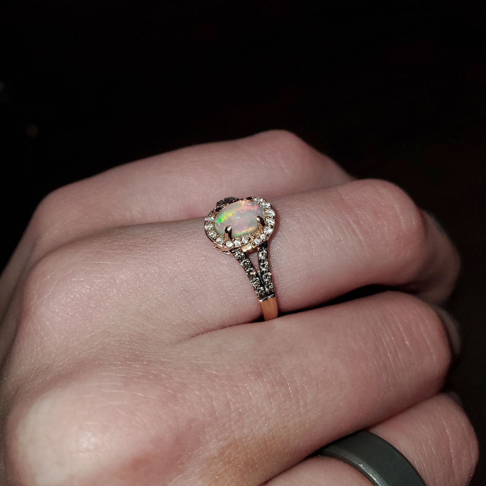 Le Vain Rose Gold, Diamond, and Opal Ring